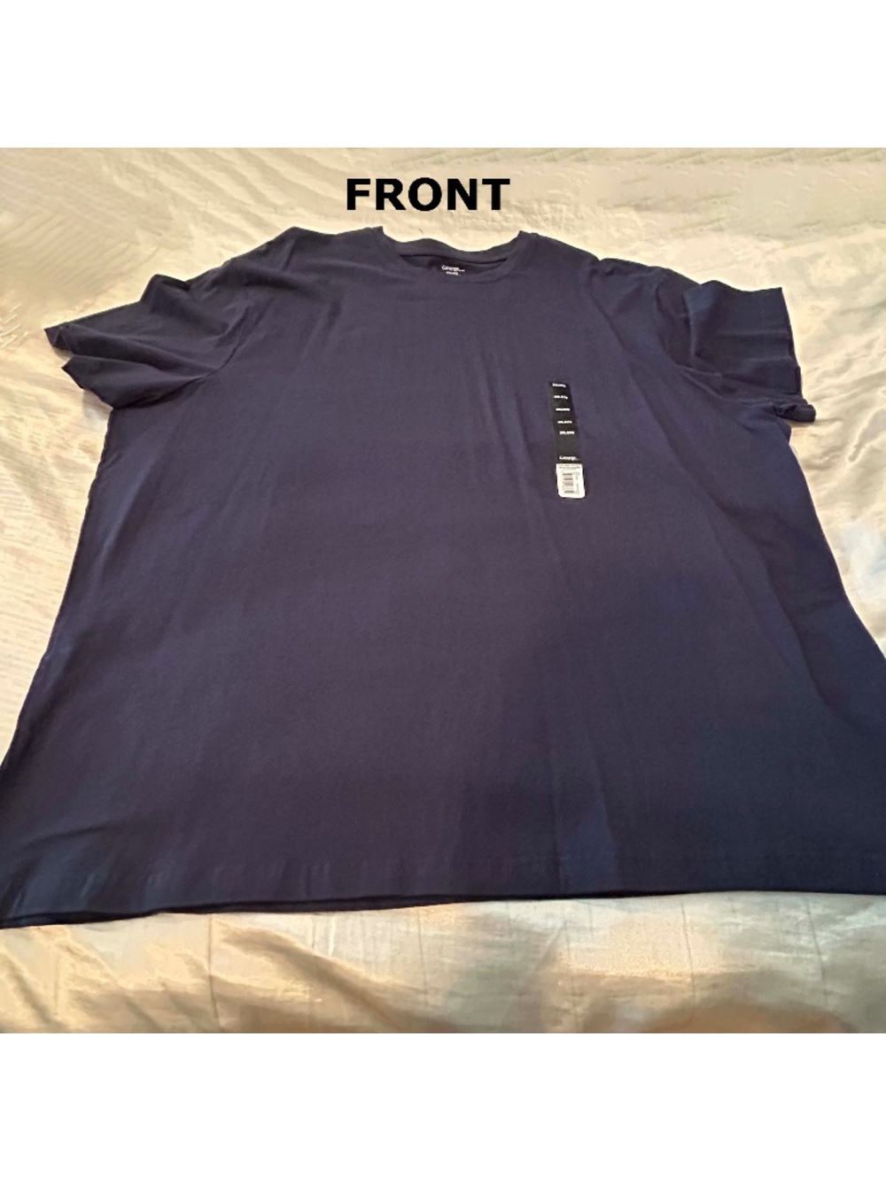 T-SHIRT, NAVY, SIZE 2XL, COTTON/SPANDEX,, LONG SLEEVES, ROUND NECK, STRETCHY, by